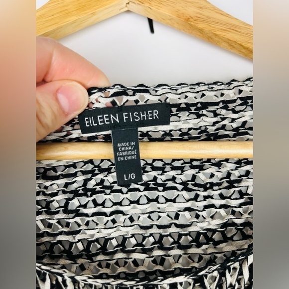 Eileen Fisher Black And White Half Sleeve Sweater - Picture 2 of 5